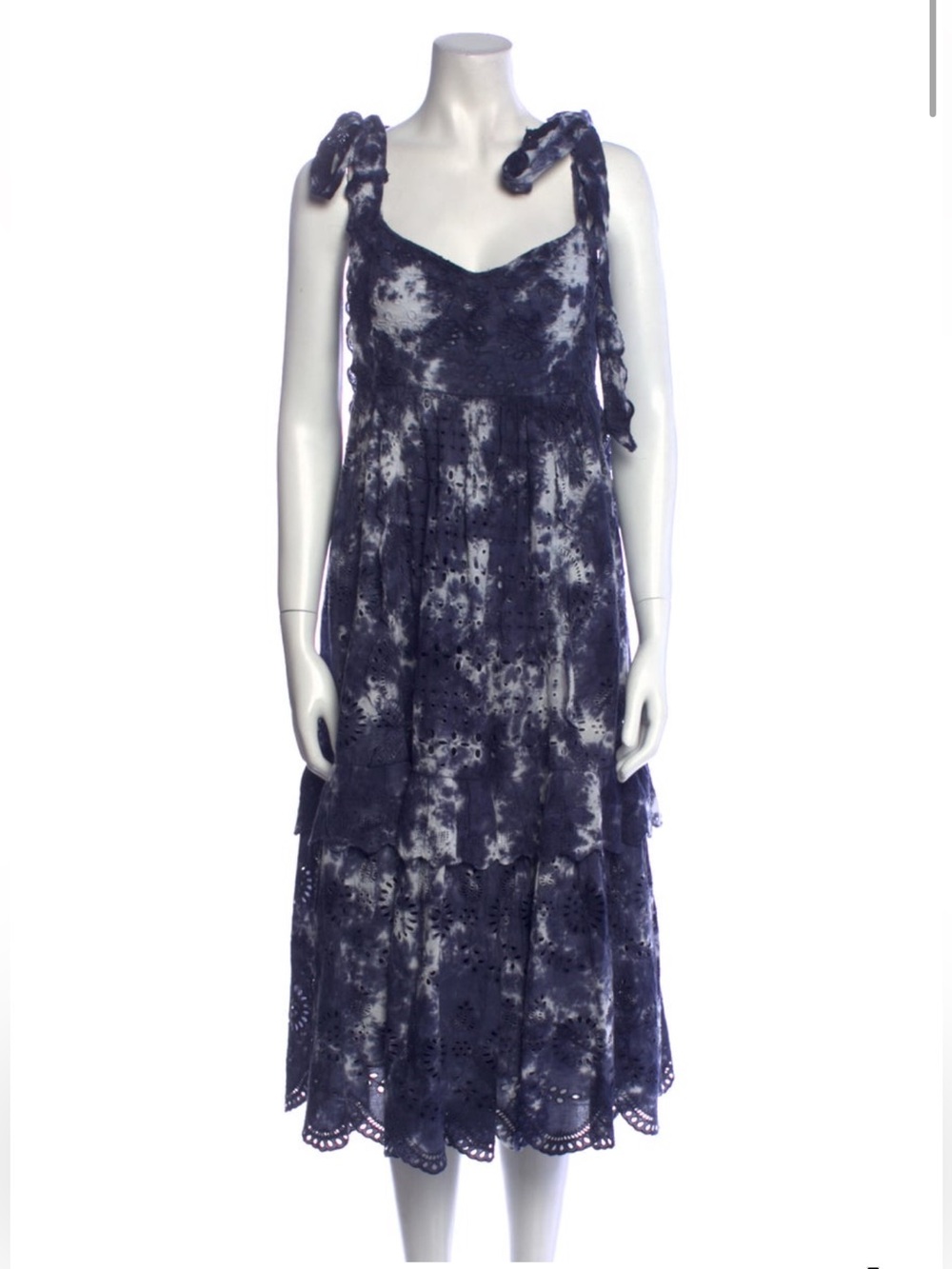 LoveShackFancy blue eyelet dress tie dye S